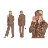 Women's White Mark Three-Piece Pajama Set - S to 4XL! (M) 6-8 Brown Cheetah screenshot. Pajamas directory of Lingerie.