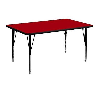 Flash Furniture 30''W x 48''L Rectangular Red Thermal Laminate Activity Table - Height Adjustable Sh