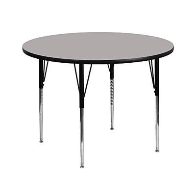 Flash Furniture 42'' Round Grey HP Laminate Activity Table - Standard Height Adjustable Legs