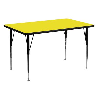 Flash Furniture 30''W x 60''L Rectangular Yellow HP Laminate Activity Table - Standard Height Adjust