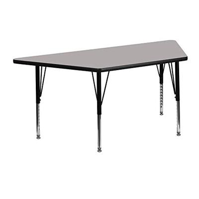 Flash Furniture 25''W x 45''L Trapezoid Grey HP Laminate Activity Table - Height Adjustable Short Le