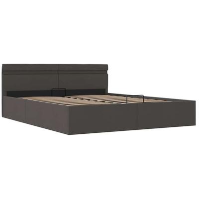 Bett mit Bettkasten Hydraulisch led Dunkelgrau Stoff 180x200 cm Vidaxl Image