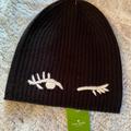Kate Spade Accessories | Black And White Kate Spade Winking Beanie Hat | Color: Black/White | Size: Os