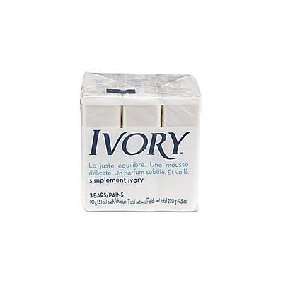 Ivory - Individually Wrapped Bath Soap, White, 3.1oz Bar - 72/Carton