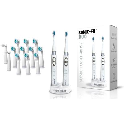 Sonic-FX Duo Electric Toothbrushes with 14 Brush Heads: White