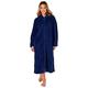 Slenderella Ladies Zip Up Dressing Gown Womens Soft Waffle Fleece Bath Robe Medium (Navy)