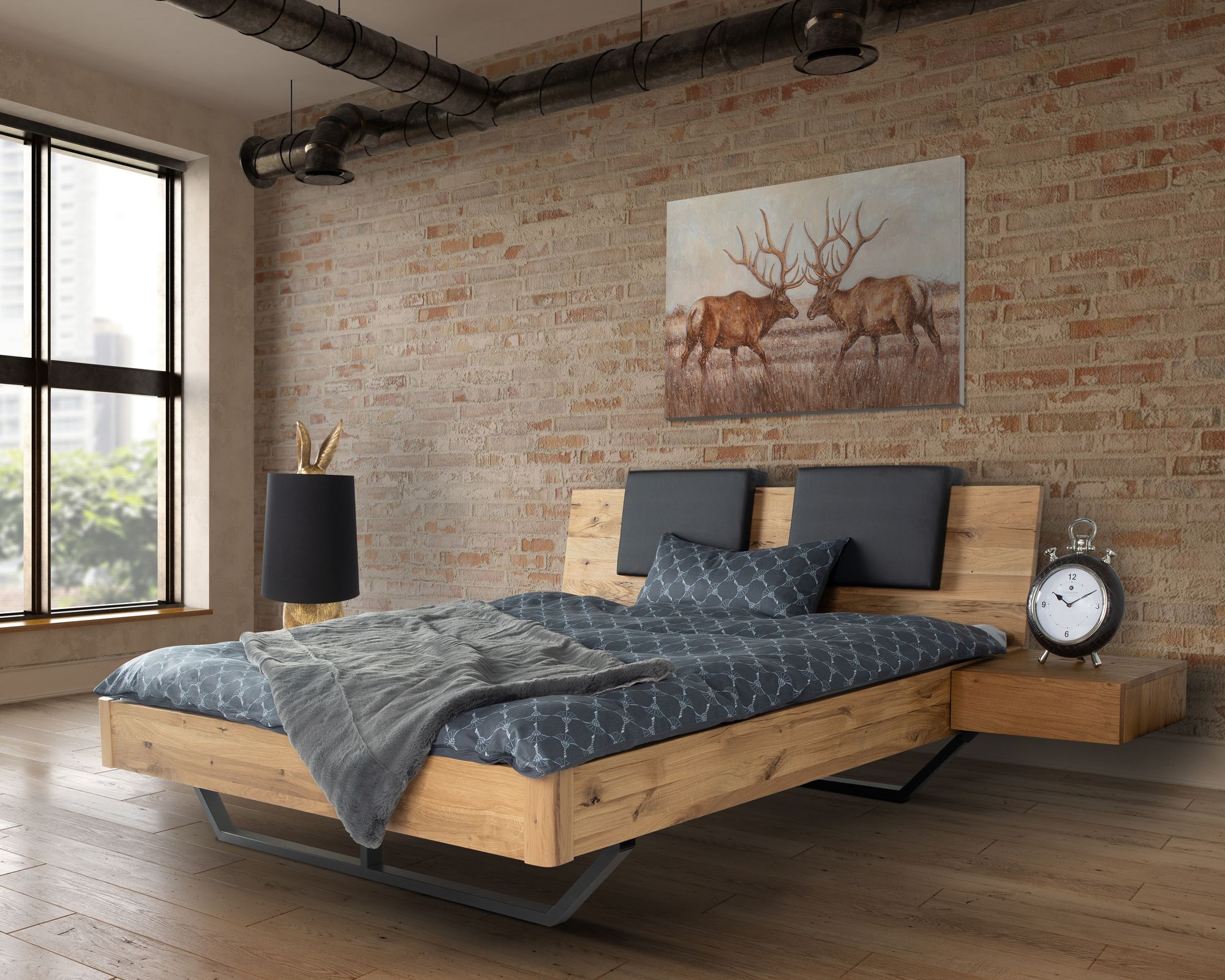 BlackWood »Dolce Vita II« Wildeiche Massivholzbett 140x200 cm / Wildeiche natur / ohne Kissen