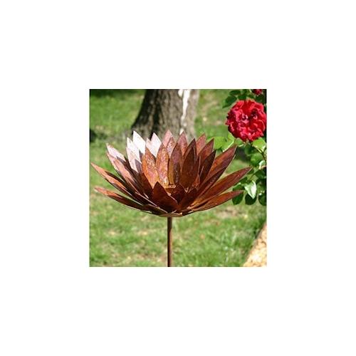 Edelrost Chrysantheme am Stab Rostiges Metall Gartenfigur, Metall Figur, Gartendeko