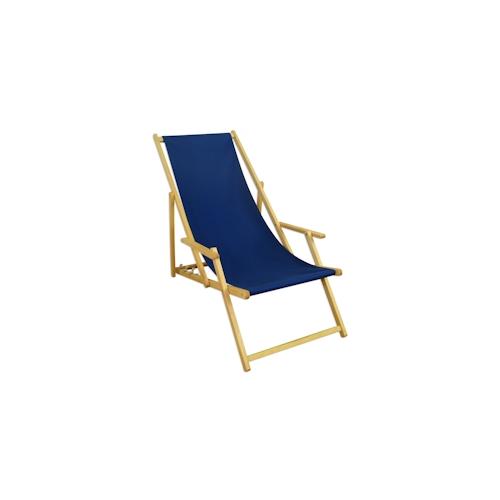 Liegestuhl blau Gartenstuhl Strandstuhl Klappliege Sonnenliege Relaxliege Deckchair Buche 10-307N