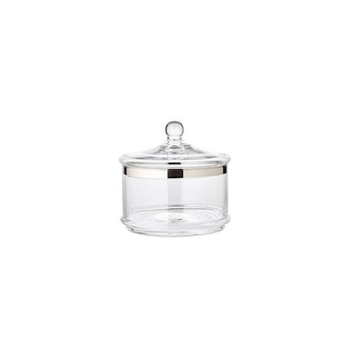 EDZARD Glasdose Vigo (H 19 cm, ø 19 cm) mit Deckel, mundgeblasenes Kristallglas mit Platinrand, Bonbonglas