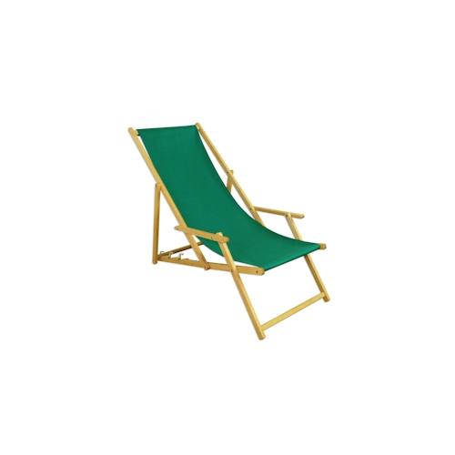Liegestuhl Gartenliege grün Sonnenliege Strandliege Holz Deckchair Gartenmöbel Buche 10-304 N
