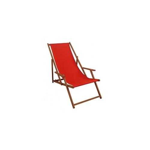 Liegestuhl rot Sonnenliege Gartenliege Holz Deckchair Strandstuhl Massivholz Gartenmöbel 10-308