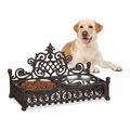 Relaxdays Raised Bowl Station for Large Dogs, Brown, 27 x 45 x 24.5 cm