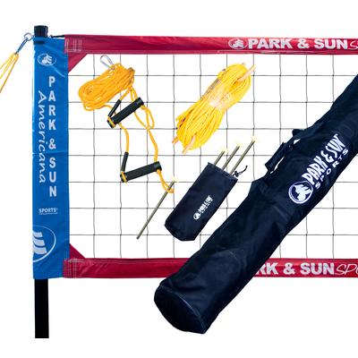 Park & Sun Spectrum Classic Professional Level Volleyball Net System Red/White/Blue