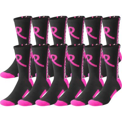 Twin City Digital Camo Breast Cancer Awareness Crew Socks Black/Hot Pink 12 Pack