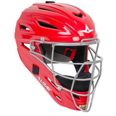 All Star Solid MVP2400 Ultra Cool Adult Baseball Catcher's Helmet Scarlet