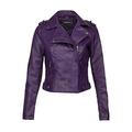 Glam and Gloria Purple Women's Faux Leather Biker Style Biker Jacket Faux Leather Jacket - Purple - W36/38