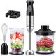5 in 1 Stick Hand Blender Set for Kitchen, 12 Speed Stainless Steel Immersion Chopper, Beaker, Electric Whisk, for Smoothies, Soups, Sauces, Baby Food by Yabano