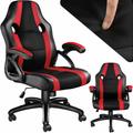 Tectake - Chaise de bureau Forme ergonomique - noir/rouge