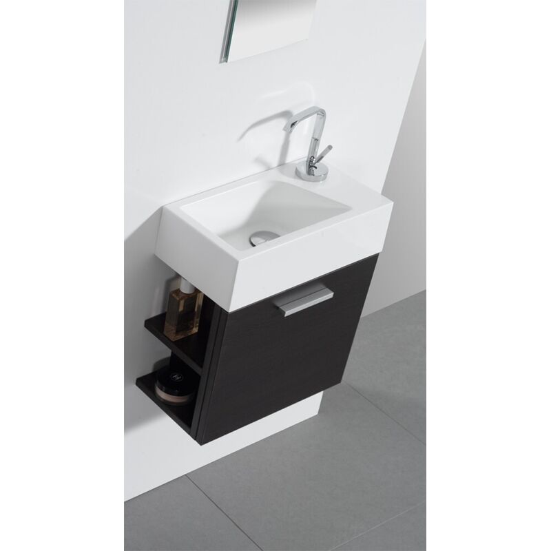 Gäste-WC Badmöbel Waschbecken mit Unterschrank und Ablagefächer Handwaschbecken:ohne Spiegel,