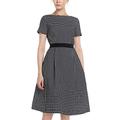 APART Fashion Damen Jacquard Dress Kleid, Black-Cream, 42