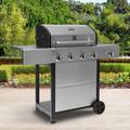 Kenmore 4-Burner Freestanding Open Cart Propane Gas Grill w/ Side Burner Stainless Steel/Cast Iron in Gray/Black | Wayfair PG-40406SOL-SE