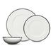 Prouna Comet Platinum 3 Piece Bone China Piece Place Setting Set, Service for 1 Bone China/Ceramic in Gray/White | Wayfair