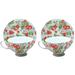 Grace's Tea Ware Strawberry Chintz Bone China Teacup & Saucer in Green/Red | 2.5 H in | Wayfair S9854A-4T/2