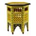 Bungalow Rose Handmade Moroccan Wood Table Moucharabi Yellow Wood/Solid Wood in Brown/Yellow | 19.5 H x 15.25 D in | Wayfair