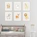 Harriet Bee Dedakia Burlap, Lion, Zebra, Giraffe, Deer, Elephant, Monkey 6-Piece Set Paper Print | 11 H x 8.5 W x 0.1 D in | Wayfair