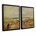 Vault W Artwork 'The Beach At Martigues, 1888' by Pierre-Auguste Renoir 2 Piece Framed Painting Print Set in Brown | 32 H x 48 W x 2 D in | Wayfair