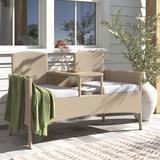 Sand & Stable™ Jett Wicker Tete-a-Tete Bench All - Weather Wicker/Wicker/Rattan in Brown | 33.8 H x 55.1 W x 24.8 D in | Outdoor Furniture | Wayfair