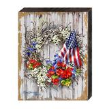 The Holiday Aisle® Mihram Patriotic Wreath by Dona Gelsinger Wood Block Wood in Brown | 18 H x 48 W x 1 D in | Wayfair