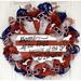 The Holiday Aisle® Patriotic Wreath Flag w/ Home of the Free Burlap/Deco Mesh in Blue/Red/White | 24 H x 24 W x 6 D in | Wayfair