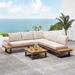 Union Rustic Abhipsa 4 Piece Teak Sectional Seating Group w/ Cushions /Natural Hards in Black/Brown/White | 29.25 H x 64.25 W x 31.5 D in | Outdoor Furniture | Wayfair