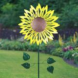Exhart Giant Metal Kinetic Sunflower Dual Spinning Garden Stake, 24 by 84 Inches Metal in Yellow | 84 H x 23.5 W x 6.5 D in | Wayfair 18984-RS