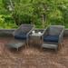 Longshore Tides Warrington 5 Piece Rattan Seating Group w/ Cushions Synthetic Wicker/All - Weather Wicker/Wicker/Rattan in Brown/Gray | Outdoor Furniture | Wayfair