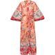 India rose Stunning Sheer Kimono Bathrobe or Beach Cover up for Women in Lightweight Crease Free Polyester. Ethically Made. One Size Fits UK 10-16 (Orange Red)