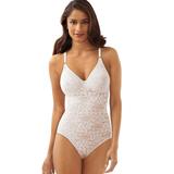 Bali Lace 'N Smooth Body Shaper (Size 38-D) White, Nylon,Spandex,Cotton