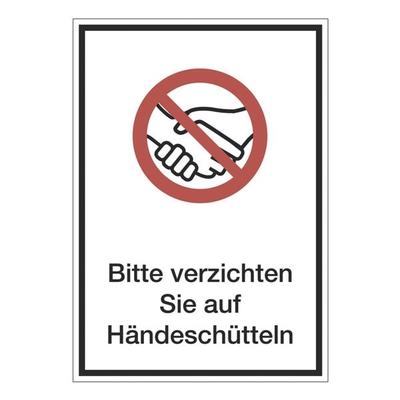 Marahrens Aufkleber / Hinweisschild »Händeschütteln verzichten« 13 x 18,5 cm, 10 Stück weiß