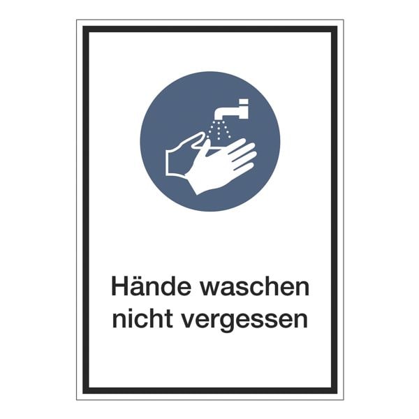 Marahrens Aufkleber / Hinweisschild »Hände waschen nicht vergessen« 13 x 18,5 cm, 10 Stück blau Image