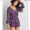 American Eagle Outfitters Dresses | American Eagle Floral Romper | Color: Pink/Purple | Size: S