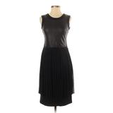 BCBGMAXAZRIA Cocktail Dress - A-Line Crew Neck Sleeveless: Black Solid Dresses - Women's Size X-Small