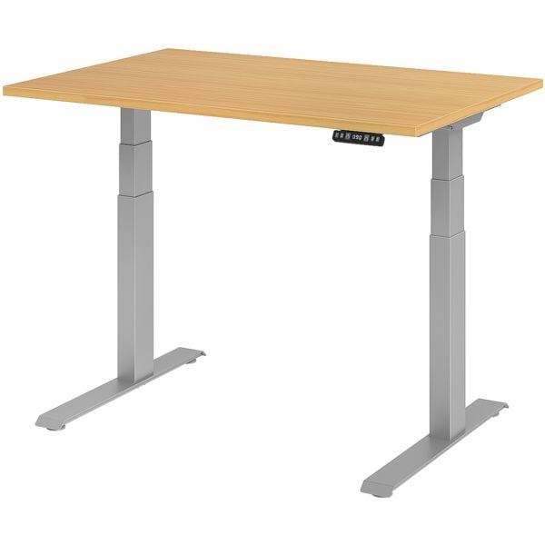 HAMMERBACHER Schreibtisch »Upper Desk« 120 cm breit und elektrisch höhenverstellbar bis 129 c braun, 120x129x80 cm