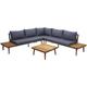 Garten-Garnitur HHG 082, Garnitur Sitzgruppe Lounge-Set Sofa, Akazie Holz MVG-zertifiziert, grau