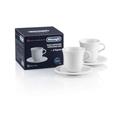 De'Longhi Cappuccinottassen Set DLSC309 – 2 handgemachte Keramik Tassen mit Untertassen, mikrowellen- & spülmaschinengeeignet, 270 ml, Weiß