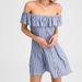 American Eagle Outfitters Dresses | American Eagle Striped Off The Shoulder Dress | Color: Blue/White | Size: M