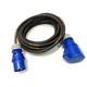 32 Amp 3 Pin 240V IP44 Single Phase Extension Lead - PCE Blue - 6mm² Heavy Duty Industrial H07RN-F Rubber Cable - 32A 1PH HO7 (3 Metre)