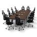The Twillery Co.® Albin 12 Person Conference Meeting Tables w/ 12 Chairs Complete Set Wood/Metal in Brown | 30 H x 192 W x 60 D in | Wayfair
