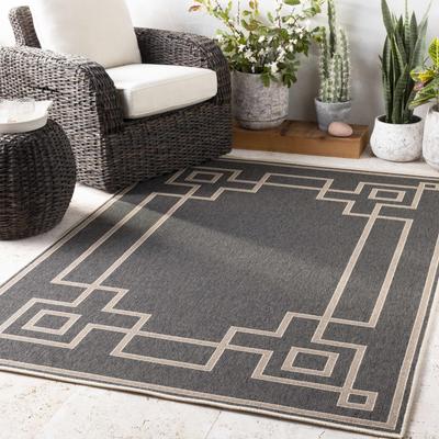 Harborcreek 8'10" Round Cottage Black/Light Beige/Light Brown/Brown/Beige/Dark Red Outdoor Area Rug - Boutique Rugs